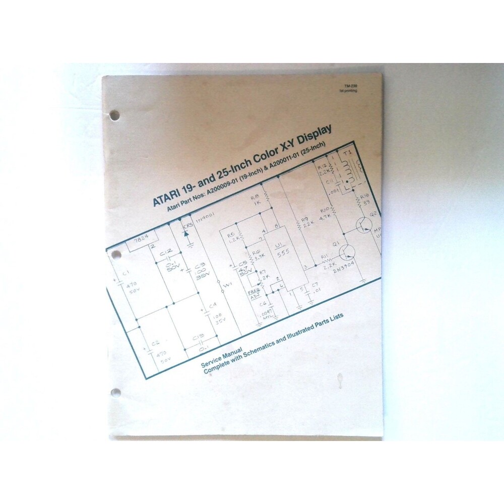 Atari 19 & 25-Inch Color X-Y Display Service Manual Guide TM-096 Arcade Gaming